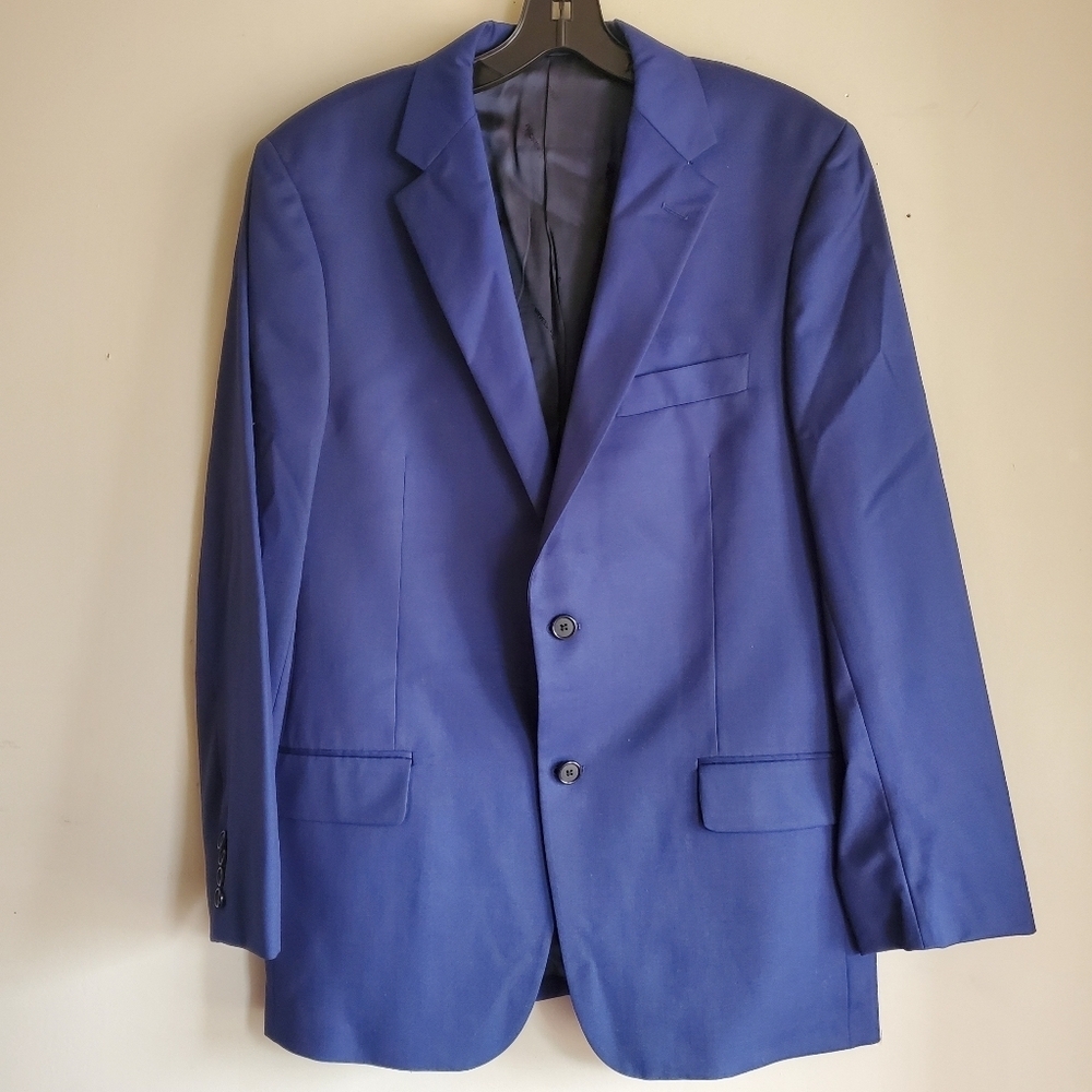 Hickey Freeman Blue 2 Button Suit Jacket Sportcoat Blazer 100% Wool Lined 41 Reg